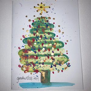 Original Artwork by Gamali Christmas Tree Note Card